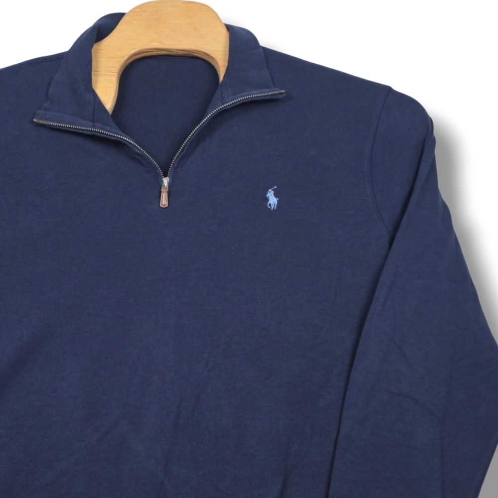 Polo Ralph Lauren 1/4 Zip Pullover Men's XL Navy Blue Cotton Blend Pony Logo